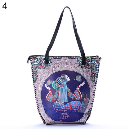 Vintage Women Mandala Flower Shopping Bag Large Capacity Pouch Tote With Handle