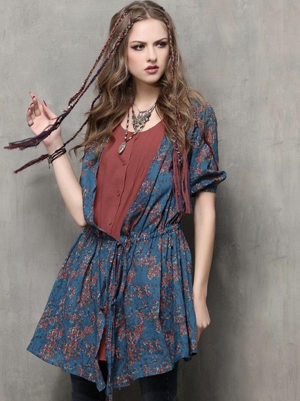 Autumn Long-Sleeved Cardigan Vintage Cotton-Striped Large-Sleeve Shirt
