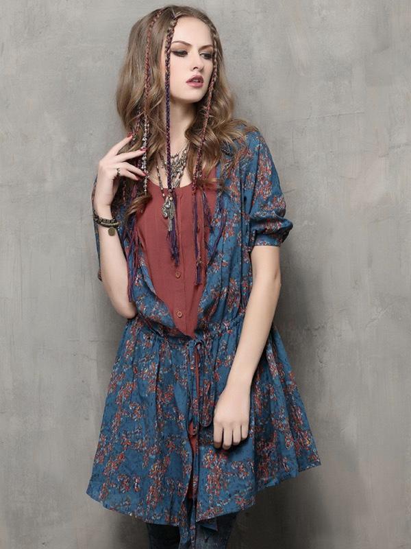 Autumn Long-Sleeved Cardigan Vintage Cotton-Striped Large-Sleeve Shirt