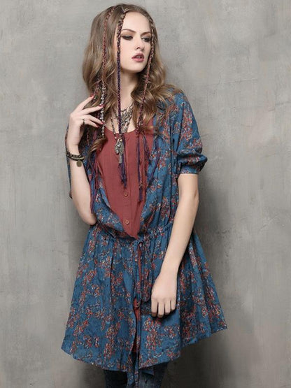 Autumn Long-Sleeved Cardigan Vintage Cotton-Striped Large-Sleeve Shirt
