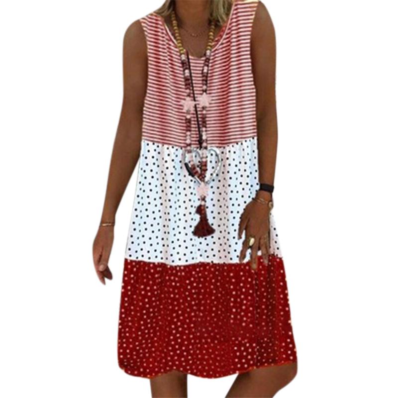 Women Summer Casual Printed Sleeveless Floarl Dress