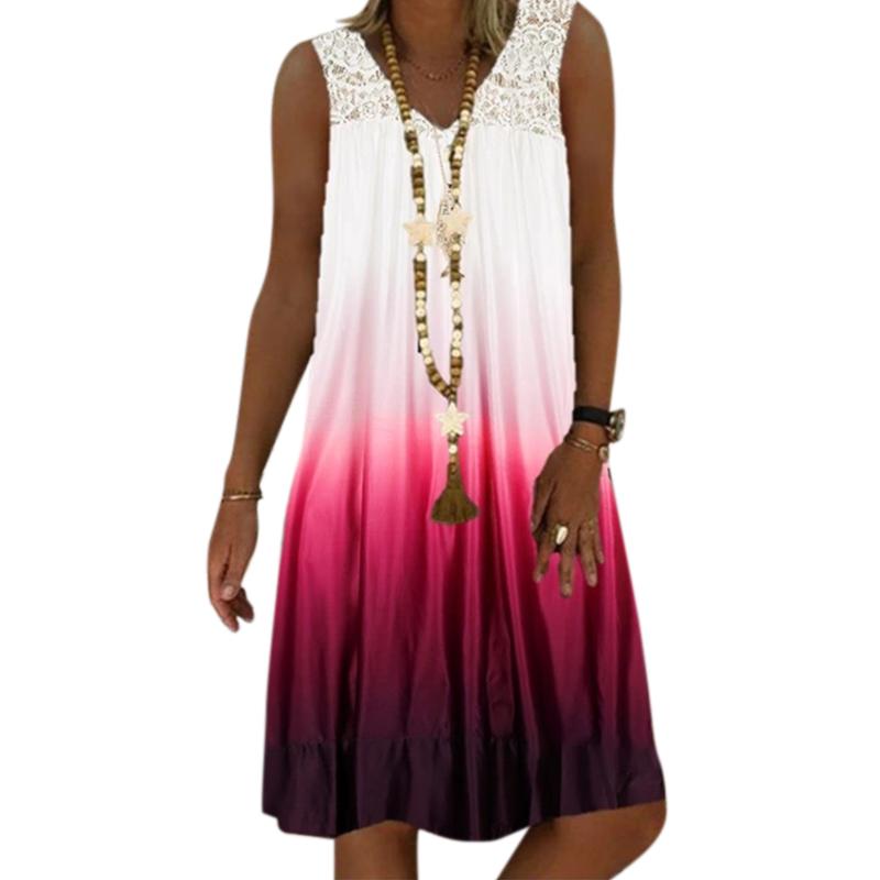 Women Summer Casual Printed Sleeveless Floarl Dress