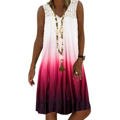 Women Summer Casual Printed Sleeveless Floarl Dress