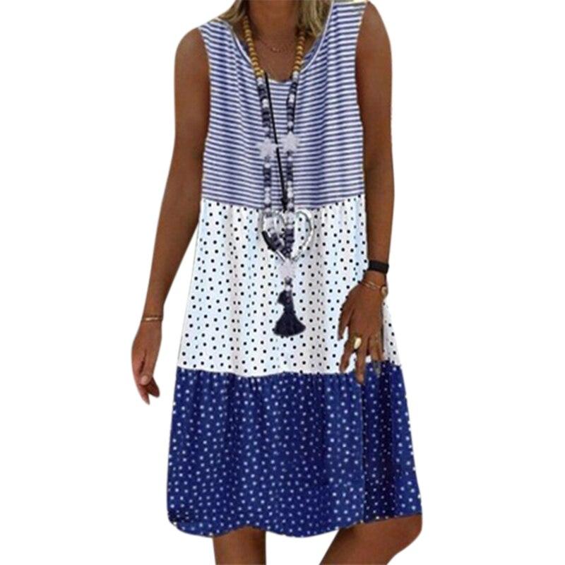 Women Summer Casual Printed Sleeveless Floarl Dress