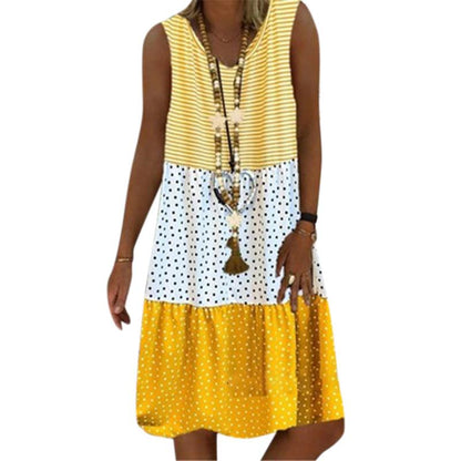 Women Summer Casual Printed Sleeveless Floarl Dress