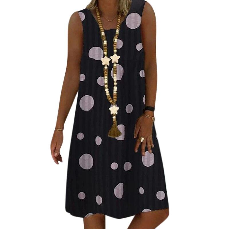 Women Summer Casual Printed Sleeveless Floarl Dress