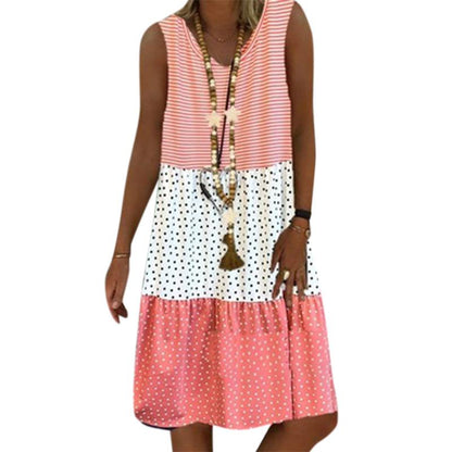Women Summer Casual Printed Sleeveless Floarl Dress