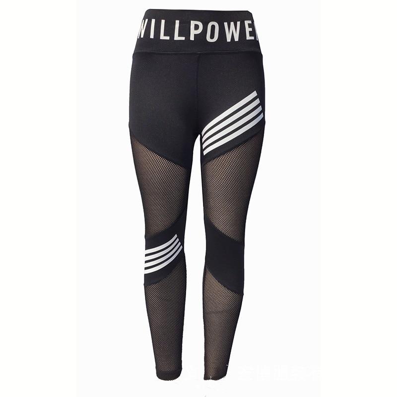 Women Leggings High Waist Mesh Pacthwork Sports Leggings  Plus Size Black Gym Fitness Letter Print Sportwear Femme
