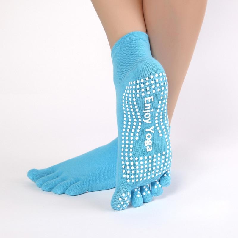 Women Sports Colorful Yoga Socks Hot Fitness And Pilates Cotton Socks Rainbow Workout Anti Slip Toe Socks Breathable Purple