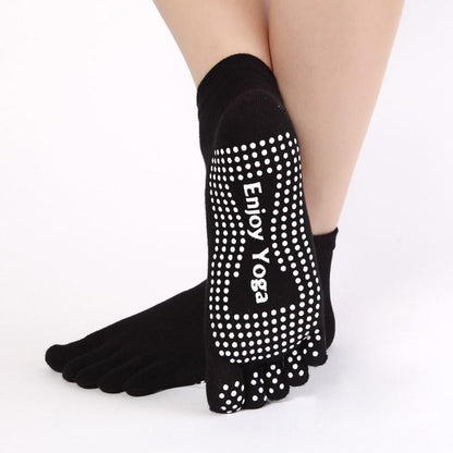 Women Sports Colorful Yoga Socks Hot Fitness And Pilates Cotton Socks Rainbow Workout Anti Slip Toe Socks Breathable Purple