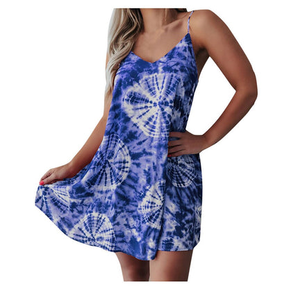 Women Fashionable Off Shoulder Printed Casual Short Mini Dress