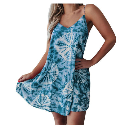 Women Fashionable Off Shoulder Printed Casual Short Mini Dress