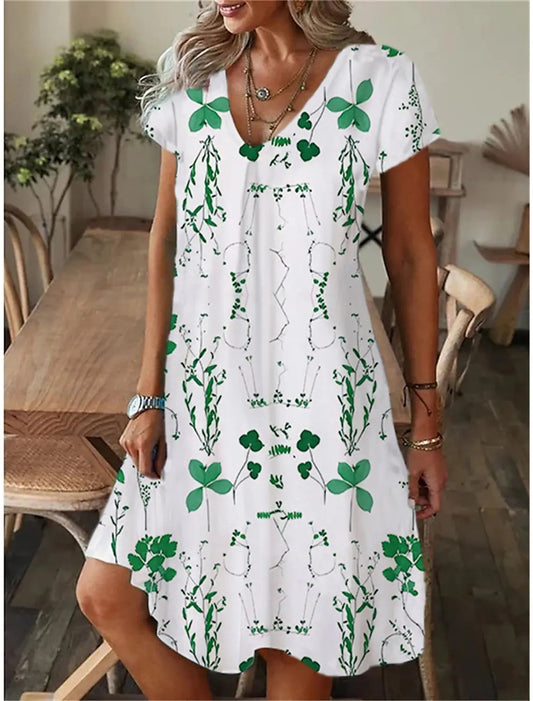 Women'S Casual Loose Fitting Short Sleeved Dress