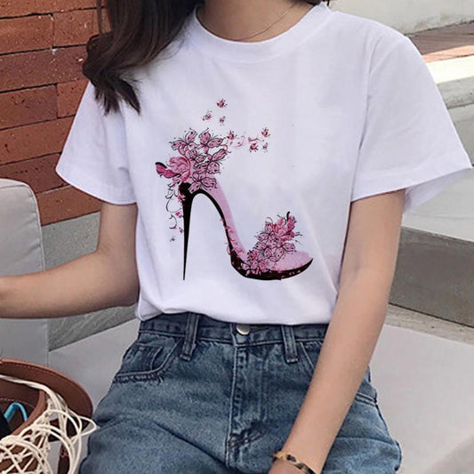 Women'S Colorful Butterfly Print Short Sleeve T-Shirt