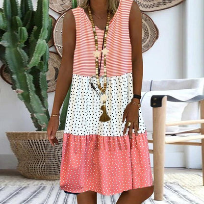 Women'S Dresses Sleeveless V-Neck Boho Print Midi Dress