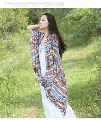 Vintage Bohemia Tassel Beach Sun Protection Shawls Air Conditioning Scarfs