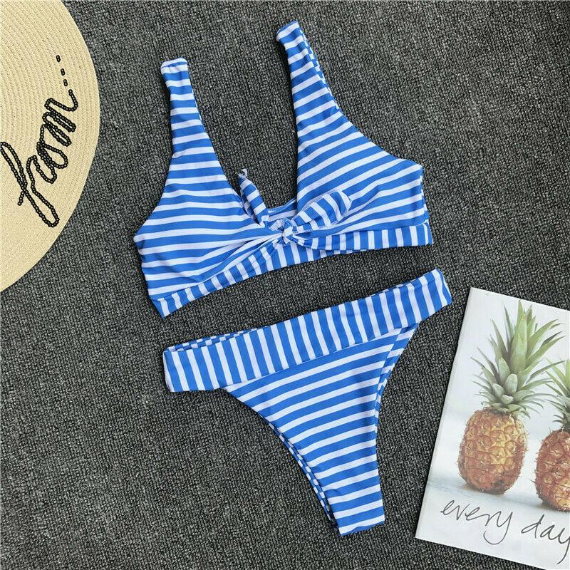 Womens Bikini Set High Waist Knotted Swimwear