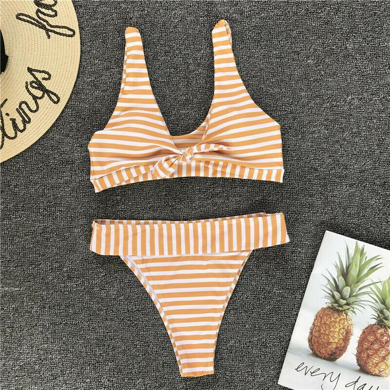 Womens Bikini Set High Waist Knotted Swimwear