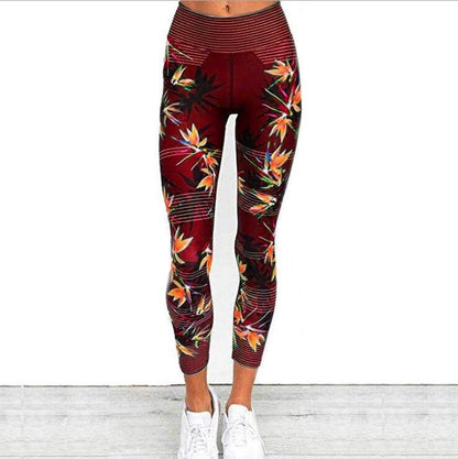 Yoga Pants Women'S Fitness Sport Leggings Stripe Printing Elastic Gym Workout Tights S-Xl Running Trousers Plus Size