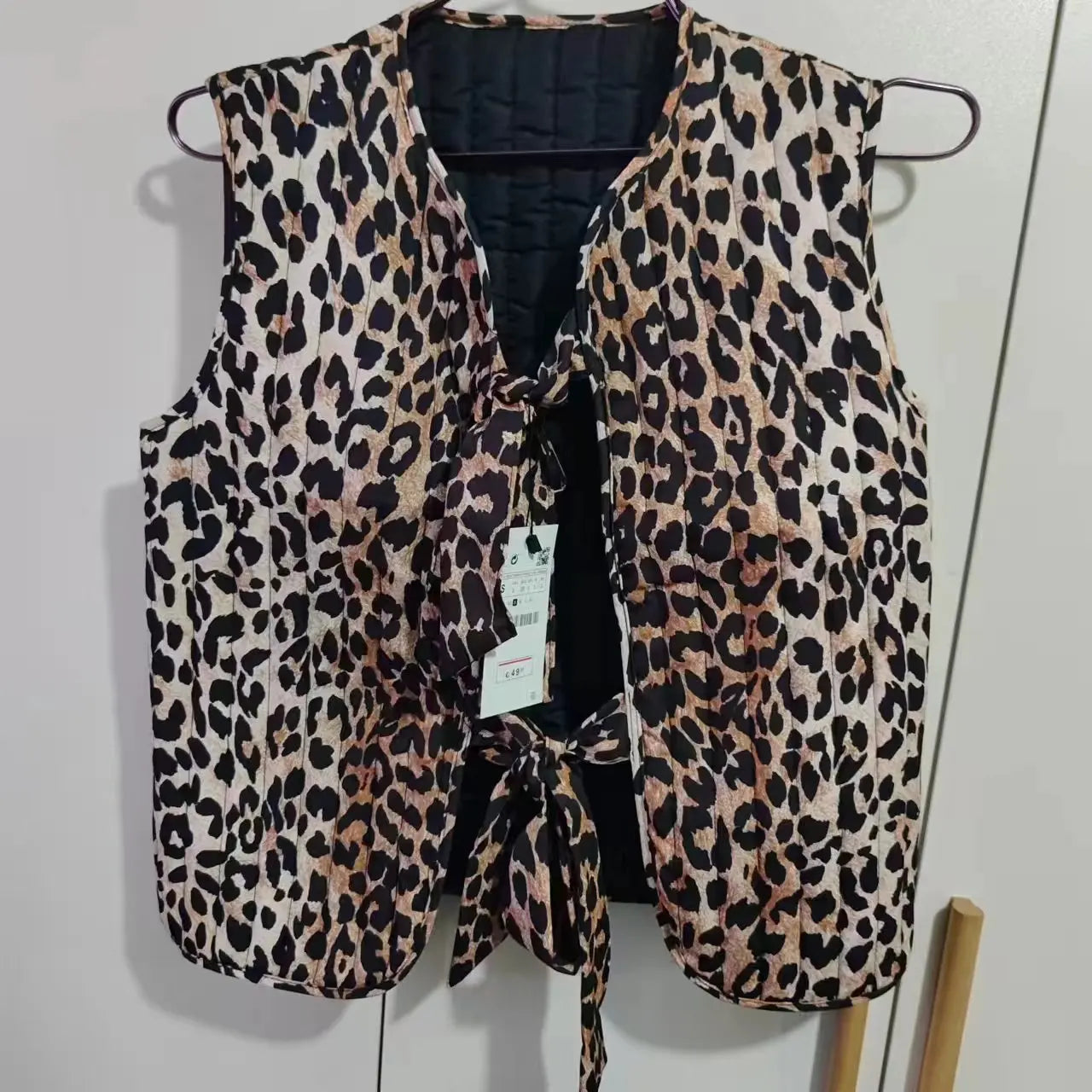 Zaura Spring/Summer 2024 New Women'S V-Neck Bow Decoration Fashion Leopard Pattern Vest