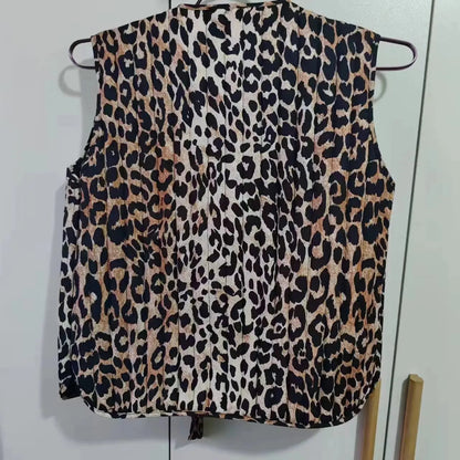 Zaura Spring/Summer 2024 New Women'S V-Neck Bow Decoration Fashion Leopard Pattern Vest