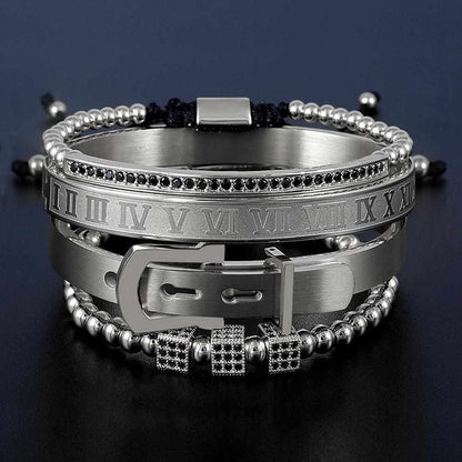 Stainless Steel Beaded Bracelet Set