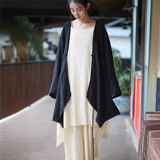 Solid Color Cardigan With Fringe Trim
