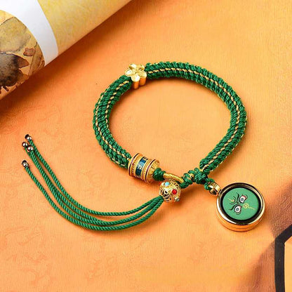 Hand-Painted Thangka Dharma Eye, God Of Wealth Eye, Tibetan Style Handwoven Bracelet