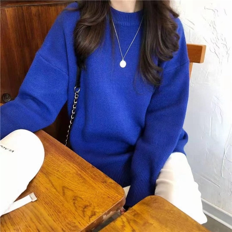Women's Double Zipper Knit Cardigan Loose Fit Casual Sweater