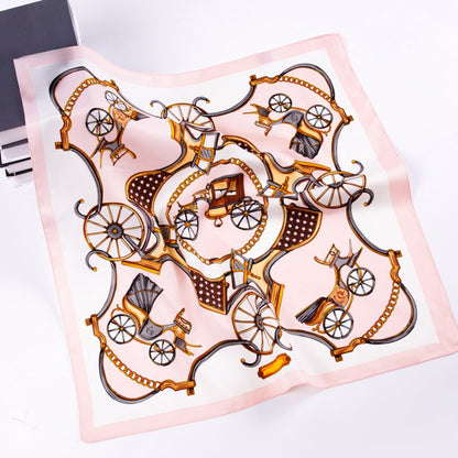 Scarvii - Pumpkin Carriage Print Square Scarf - Vintage &amp; Playful