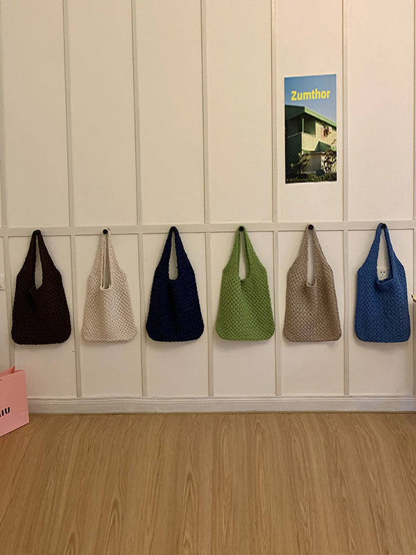 Hollow Solid Color Storage Tote Bags