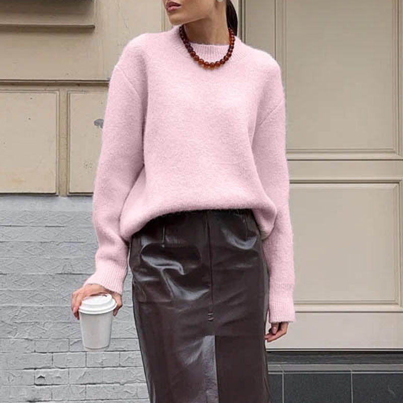 Winter Crew Neck Long Sleeve Pullover Knit Sweater