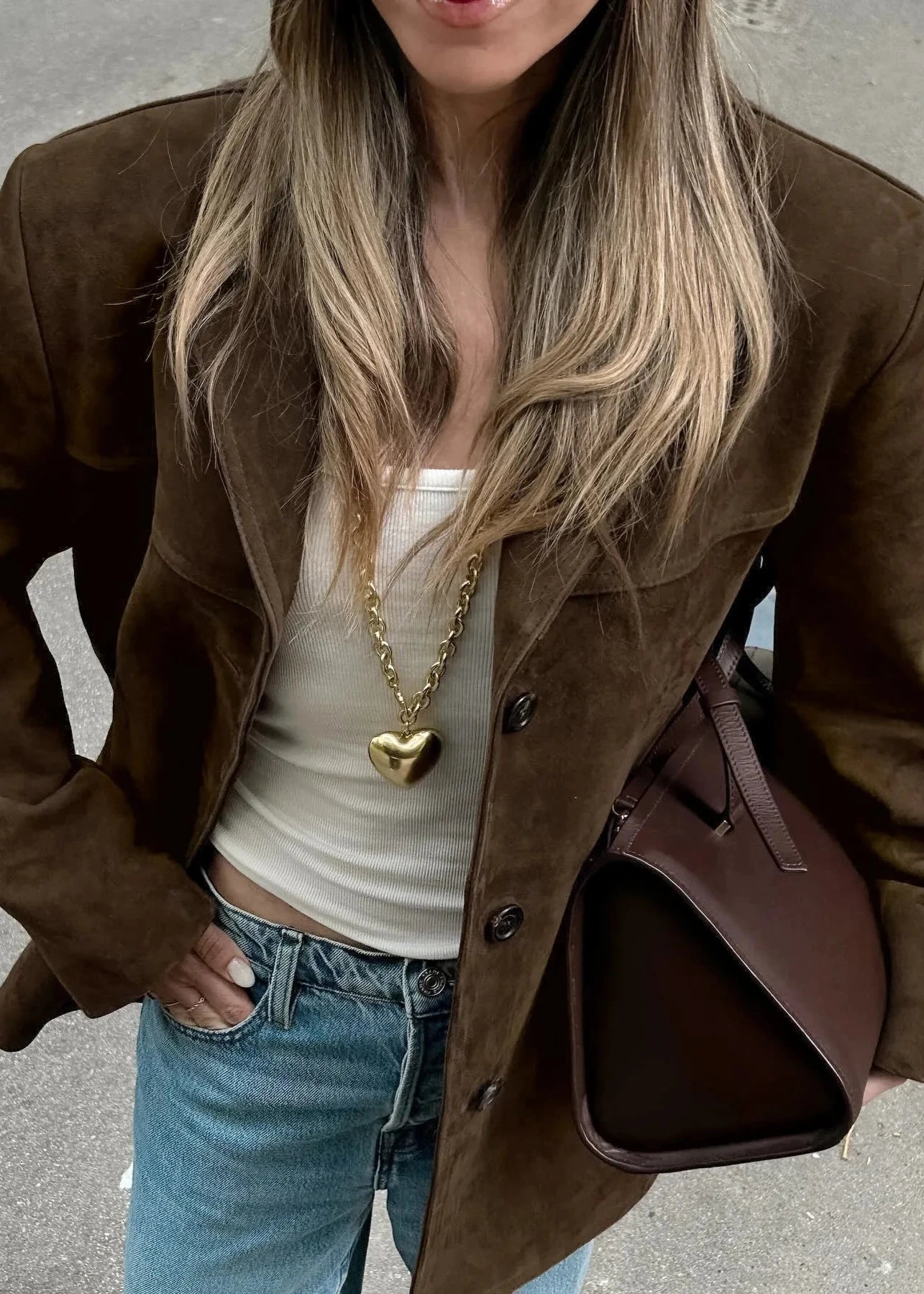 Brushed Velvet Suede Jacket Retro Lapel Style