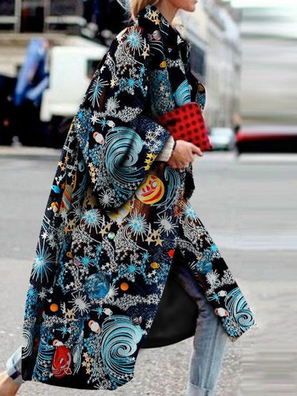 Fashion Star Print Long Sleeve Coat
