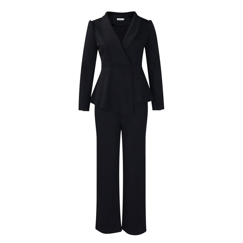 Flounce Sleeve Top Wide Leg Pants Set