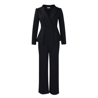Flounce Sleeve Top Wide Leg Pants Set