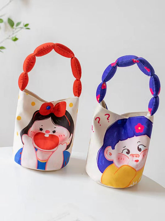 Cartoon Baby Face Niche Holding Bucket Bag