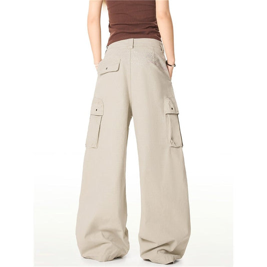 Multi Pocket Cargo Pants Letter Print Straight Leg