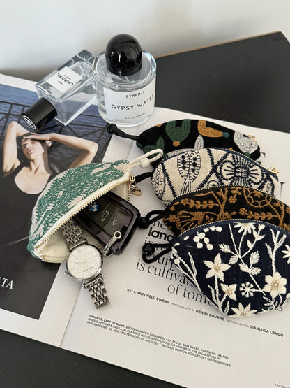 Cosbai - Pull-String Embroidery Keychain Pouch