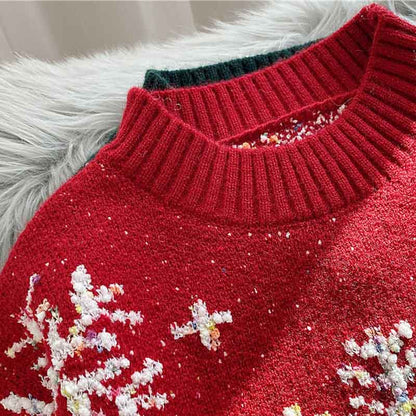 Trendy Snowflake Slouchy Pullover Knit Sweater