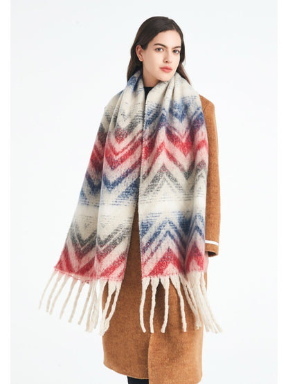 Scarvii - Winter Tassel Scarf with Mountain Patterns