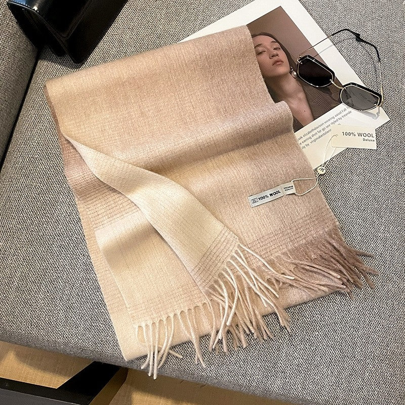 Color Block Plaid Wool Scarf
