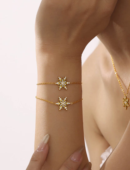 Sparking Cubic Zirconia Snowflake Chain Bracelet