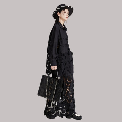Lace-Trimmed Panel Skirt