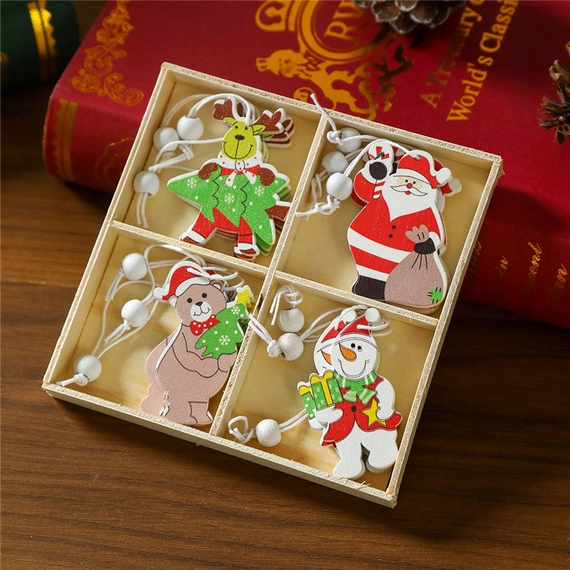 Cartoon Wooden Painted Pendant In Box