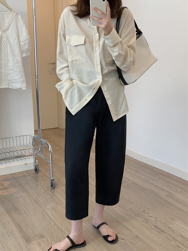 High Waisted Loose Solid Color Casual Pants Bottoms