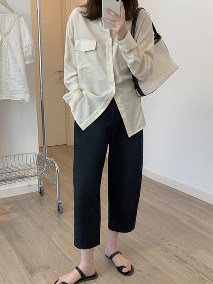 High Waisted Loose Solid Color Casual Pants Bottoms