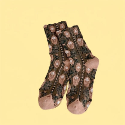 Rufia - Vintage Oil Painting Floral Relief Socks