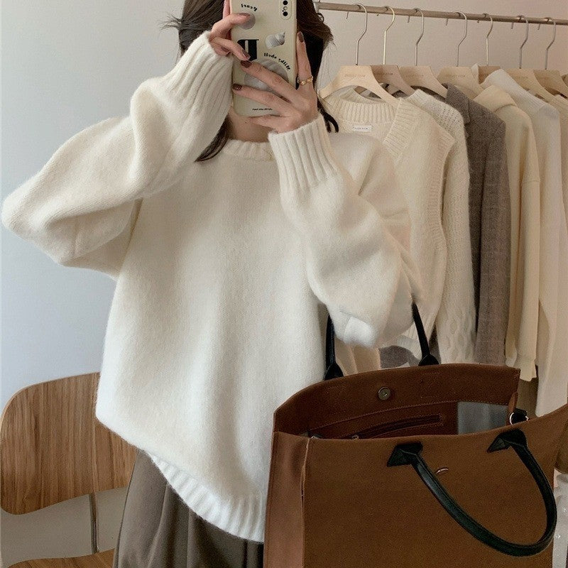 Women's Double Zipper Knit Cardigan Loose Fit Casual Sweater