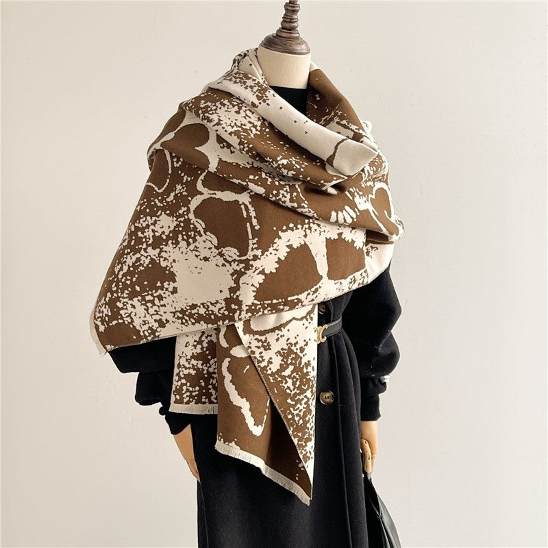 Jacquard Fringed Cashmere-Like Scarf